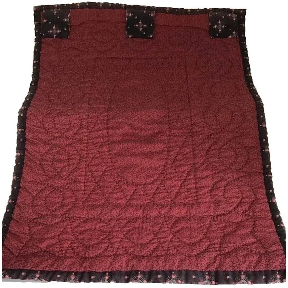 Wall Hanging Quilt Roses Cross Stitch Burgundy Handmade Vintage Handquilted